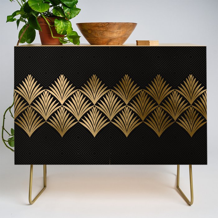 Reims France Luxueux Black and Gold Art Deco Credenza Gallery Image 1