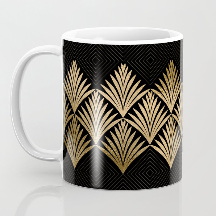 Reims France Luxueux Black and Gold Art Deco Coffee Mug Gallery Image 3