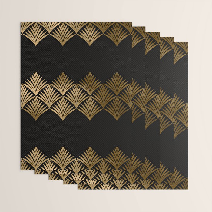 Reims France Luxueux Black and Gold Art Deco Wrapping Paper Gallery Image 3