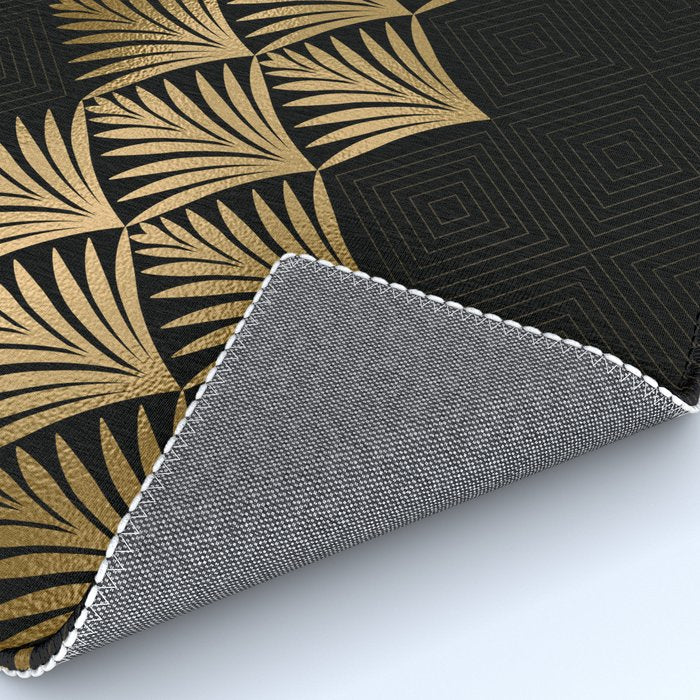 Reims France Luxueux Black and Gold Art Deco Rug Gallery Image 4