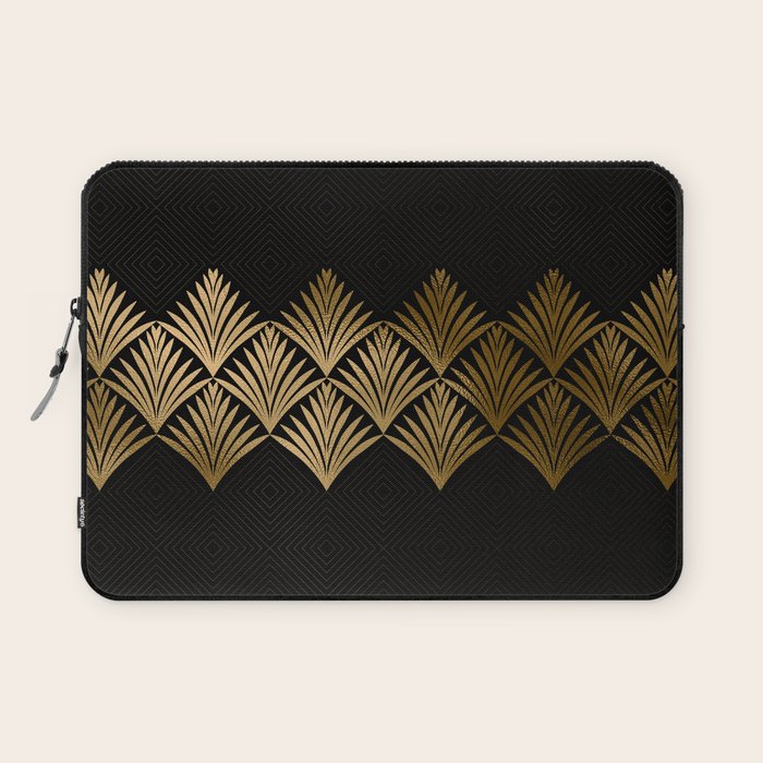Reims France Luxueux Black and Gold Art Deco Laptop Sleeve Gallery Image 1