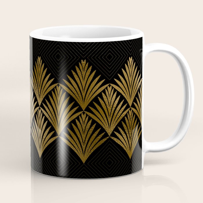 Reims France Luxueux Black and Gold Art Deco Coffee Mug Gallery Image 1