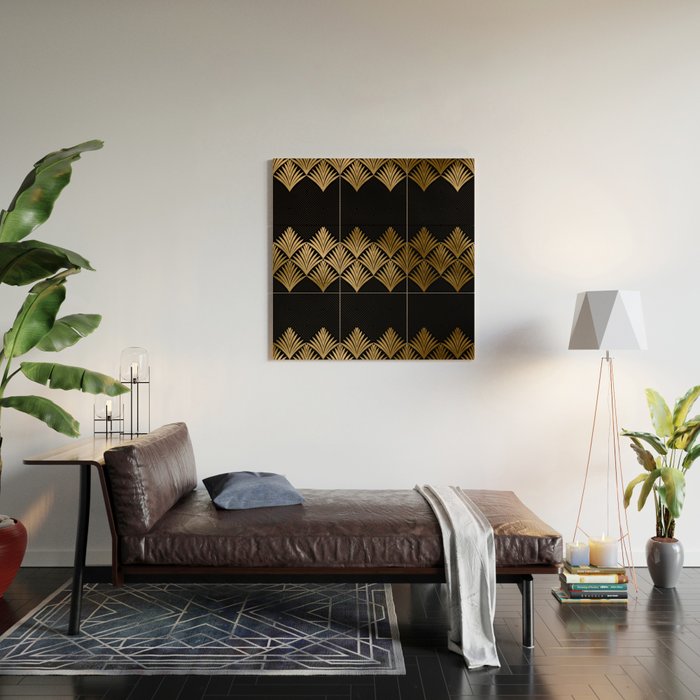 Reims France Luxueux Black and Gold Art Deco Wood Wall Art Gallery Image 2