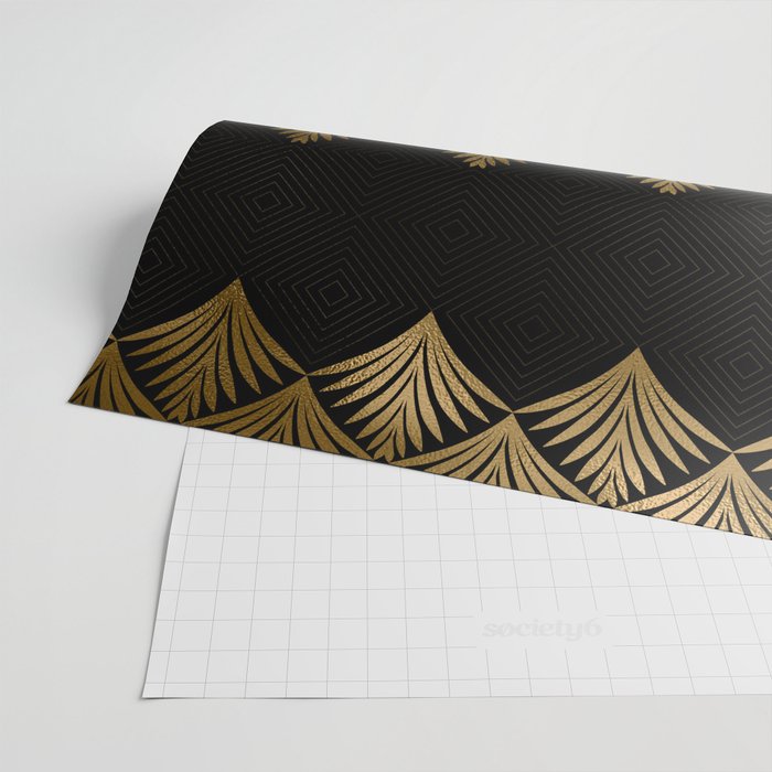 Reims France Luxueux Black and Gold Art Deco Wrapping Paper Gallery Image 2