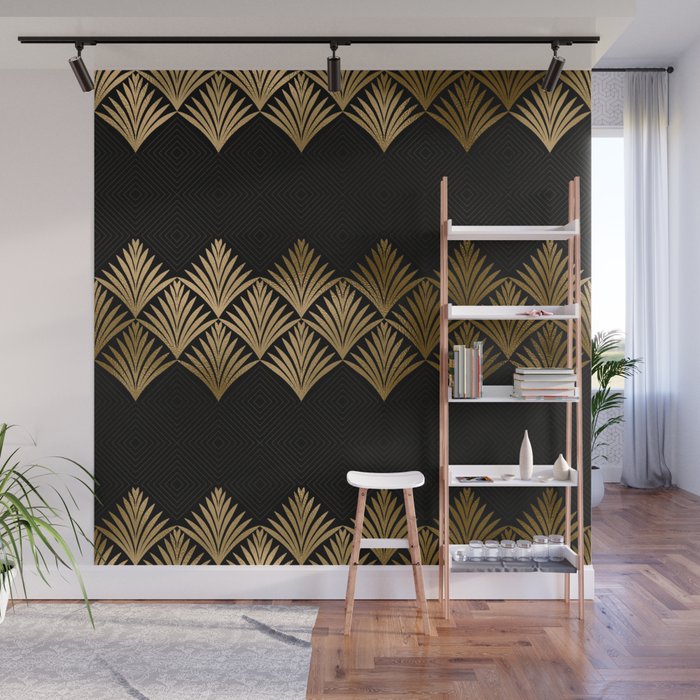 Reims France Luxueux Black and Gold Art Deco Wall Mural Gallery Image 1