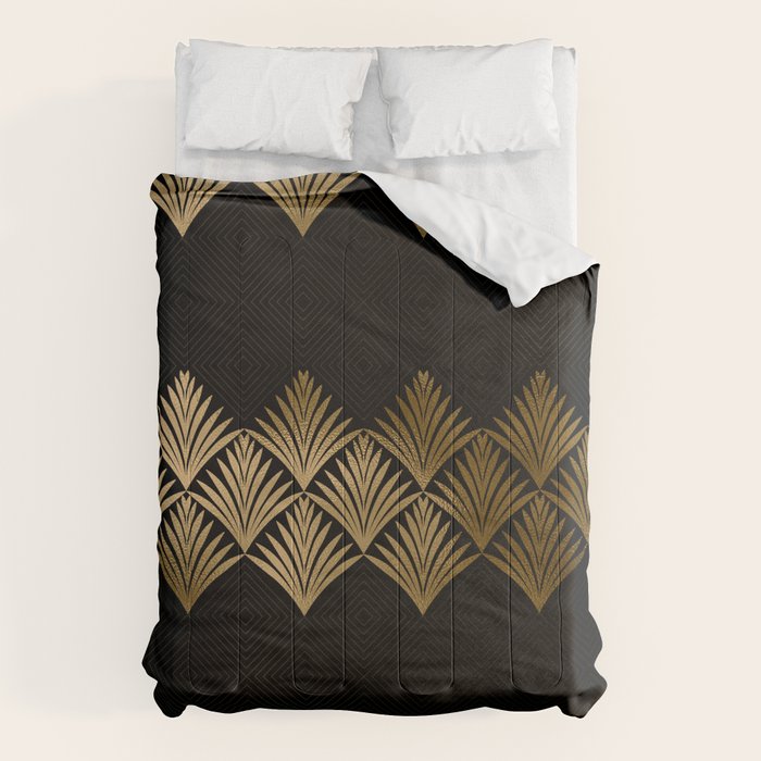 Reims France Luxueux Black and Gold Art Deco Comforter Gallery Image 6