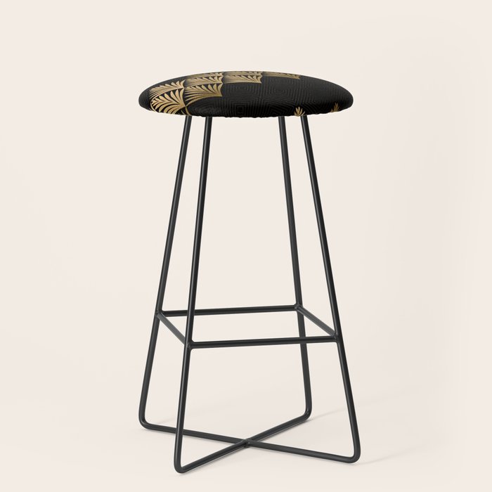 Reims France Luxueux Black and Gold Art Deco Stool Gallery Image 1