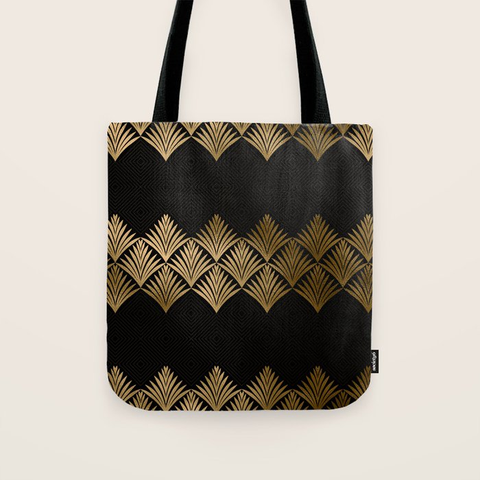 Reims France Luxueux Black and Gold Art Deco Tote Bag Gallery Image 1