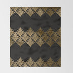Reims France Luxueux Black and Gold Art Deco Throw Blanket Gallery Image 2