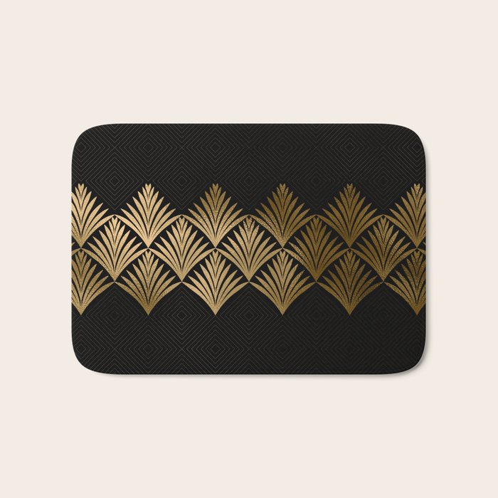 Reims France Luxueux Black and Gold Art Deco Bath Mat Gallery Image 1