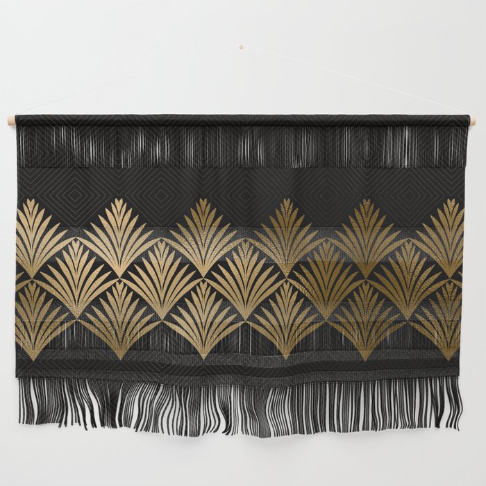 Reims France Luxueux Black and Gold Art Deco Wall Hanging Gallery Image 1