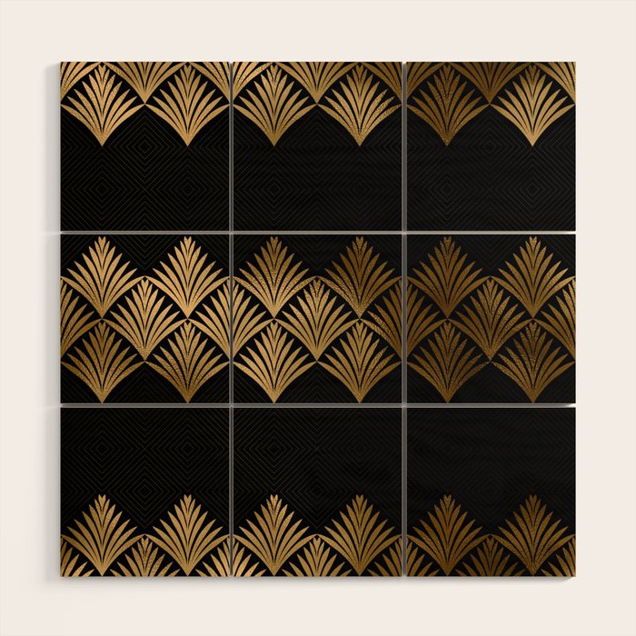 Reims France Luxueux Black and Gold Art Deco Wood Wall Art Gallery Image 1