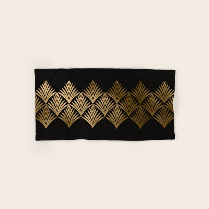 Reims France Luxueux Black and Gold Art Deco Bath Towel Gallery Image 1