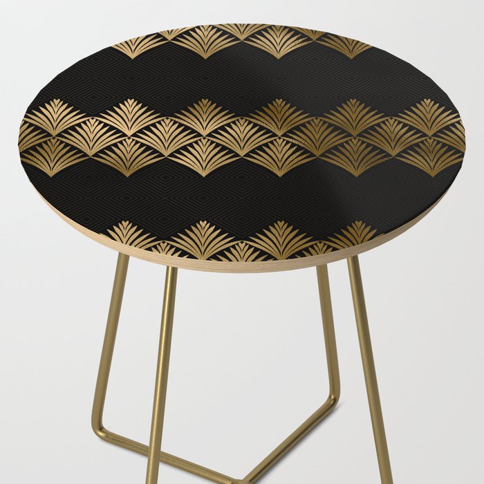 Reims France Luxueux Black and Gold Art Deco Side Table Gallery Image 2