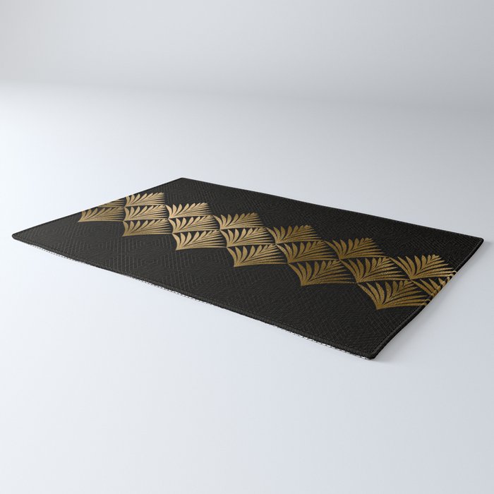 Reims France Luxueux Black and Gold Art Deco Rug Gallery Image 3