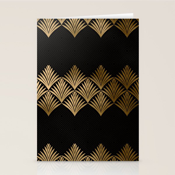 Reims France Luxueux Black and Gold Art Deco Stationery Card Gallery Image 1