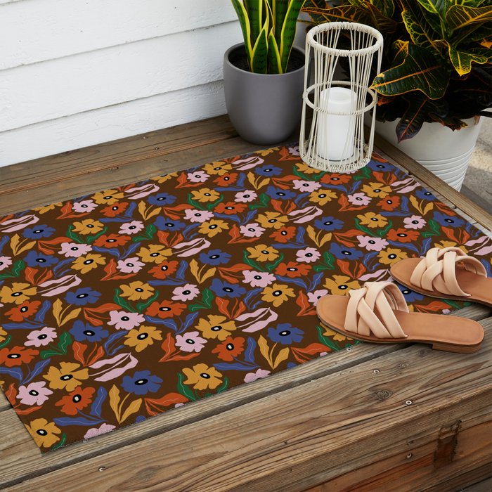 Abstract floral pattern  Outdoor Rug Gallery Image 2