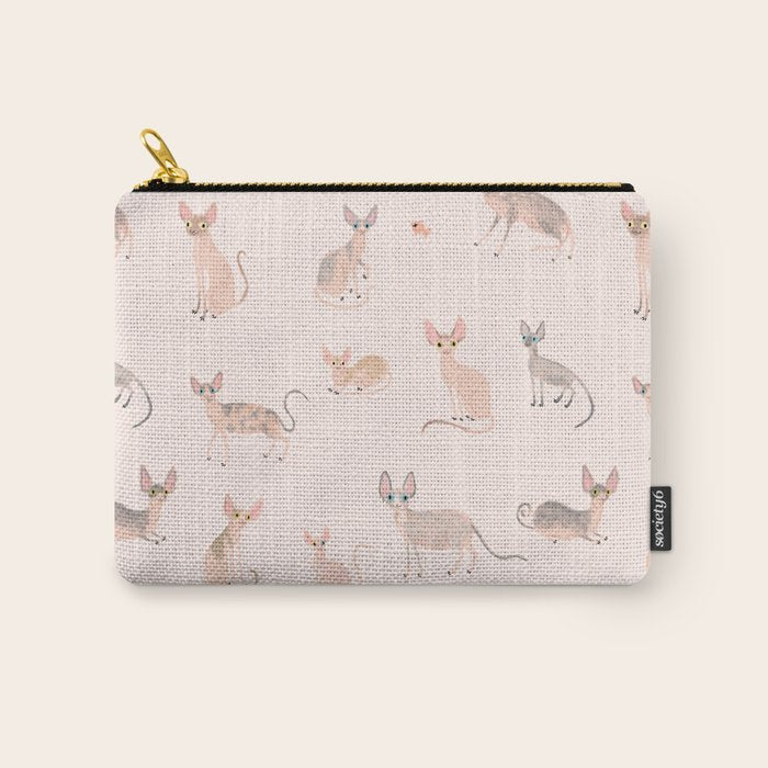Sphynx Cats - No Furr Don't Care - Cat Pink Carry All Pouch Gallery Image 1