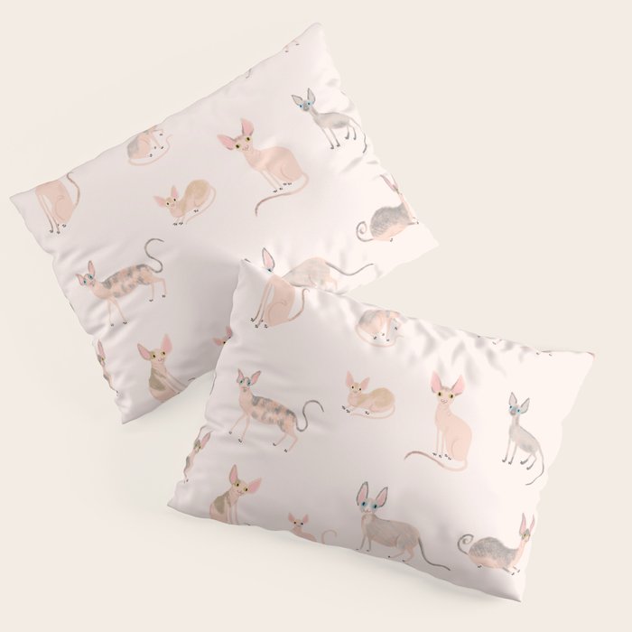 Sphynx Cats - No Furr Don't Care - Cat Pink Pillow Sham Gallery Image 3