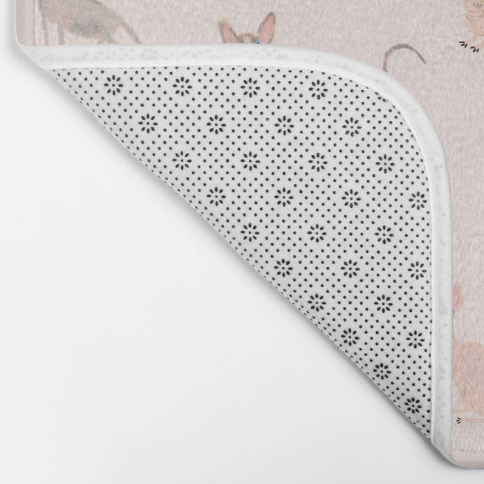 Sphynx Cats - No Furr Don't Care - Cat Pink Bath Mat Gallery Image 2