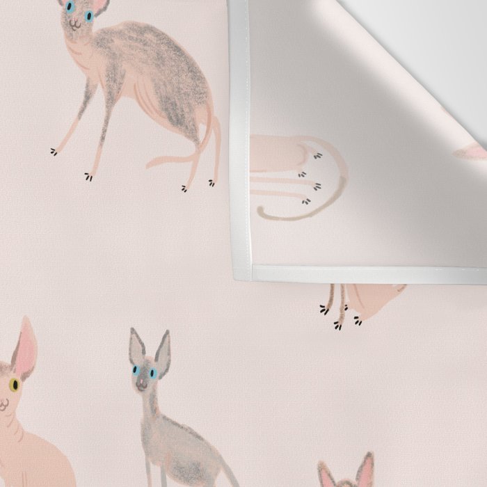 Sphynx Cats - No Furr Don't Care - Cat Pink Wall Tapestry Gallery Image 3