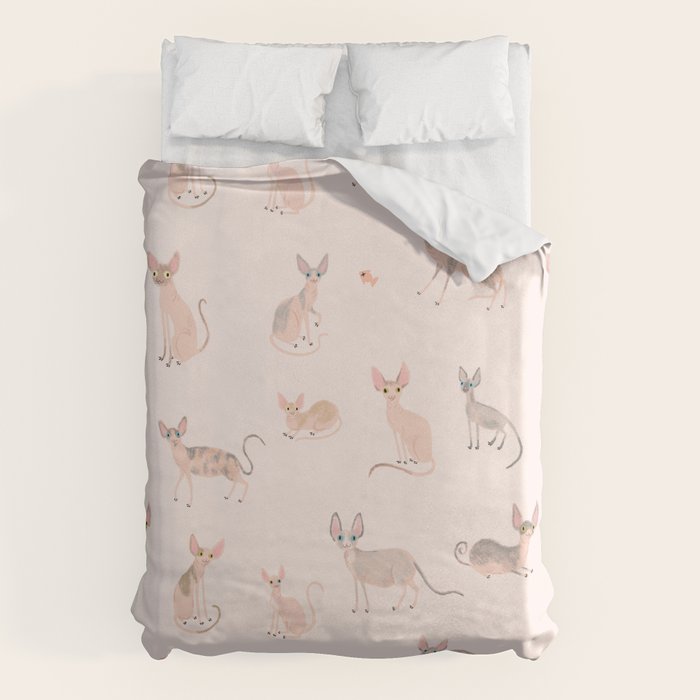 Sphynx Cats - No Furr Don't Care - Cat Pink Duvet Cover Gallery Image 6