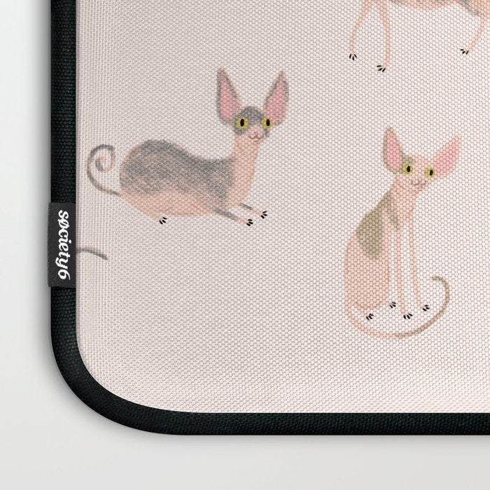 Sphynx Cats - No Furr Don't Care - Cat Pink Laptop Sleeve Gallery Image 3