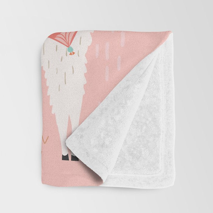 Lovely Llama on Pink Throw Blanket Gallery Image 3