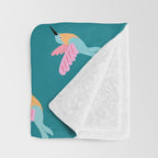 Happy Little Humming Birds on Dark Teal Throw Blanket Gallery Image 3