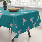 Happy Little Humming Birds on Dark Teal Tablecloth Gallery Image 3