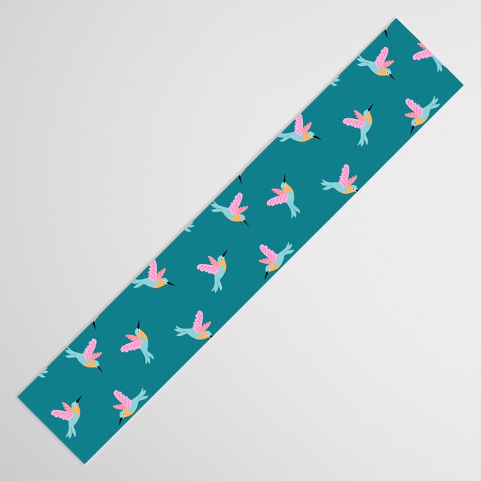 Happy Little Humming Birds on Dark Teal Table Runner Gallery Image 3