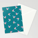 Happy Little Humming Birds on Dark Teal Stationery Card Gallery Image 2
