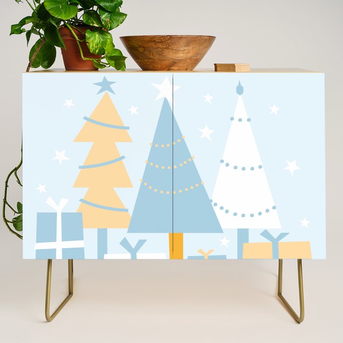 Christmas tree and presents Credenza Gallery Image 1