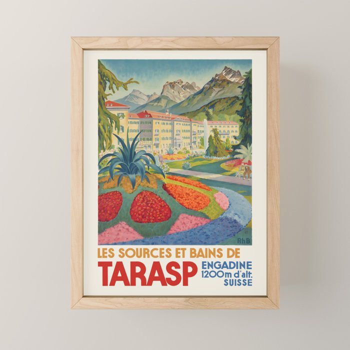 Tarasp, Switzerland - Vintage travel poster, 1950s  Mini Art Print Gallery Image 1