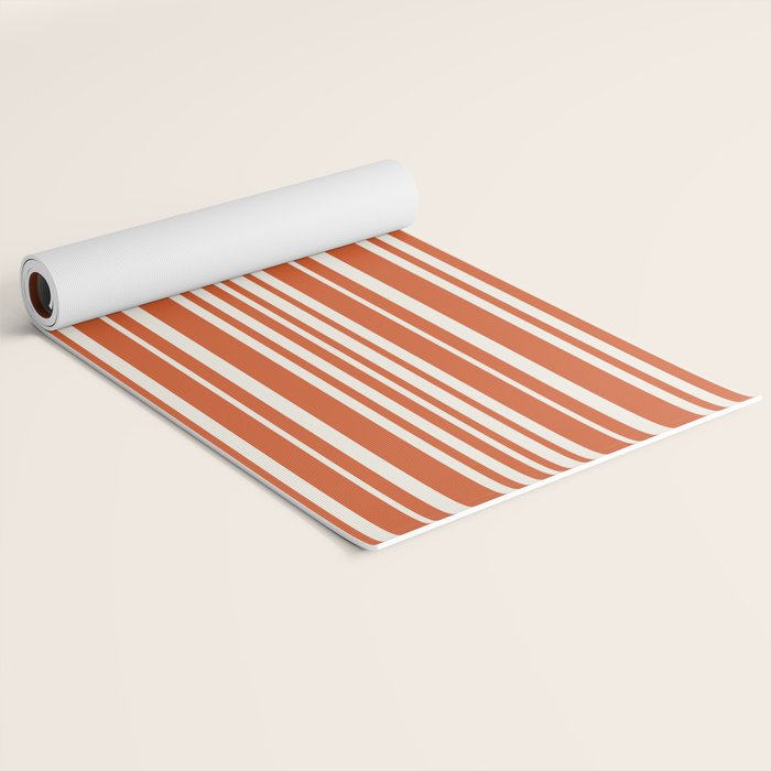 Classic Stripes XLVIII - Bright Retro Red Yoga Mat Gallery Image 2