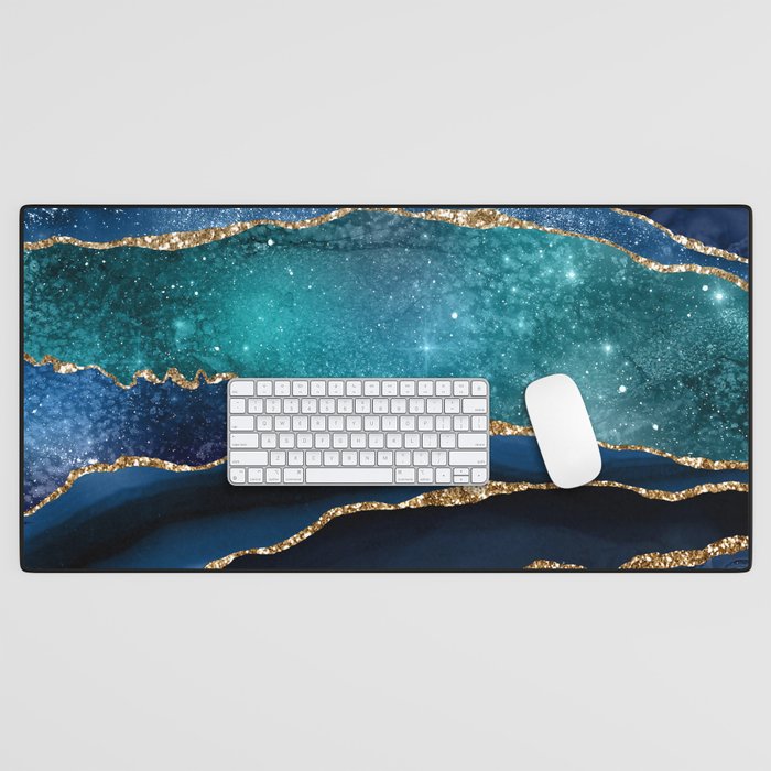 Blue Night Galaxy Marble Desk Mat Gallery Image 1