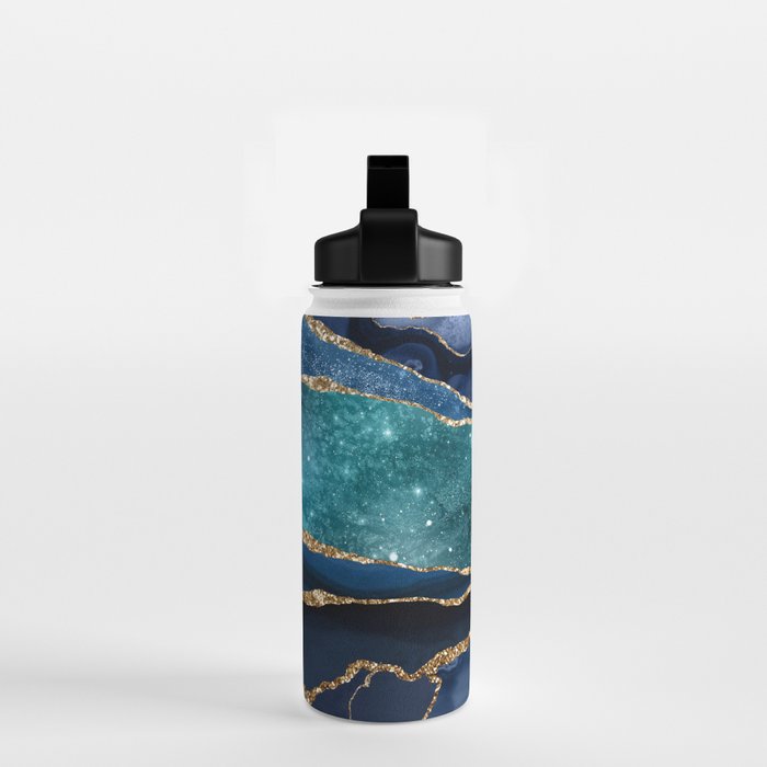 Blue Night Galaxy Marble Water Bottle Gallery Image 2