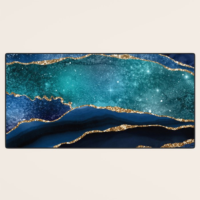Blue Night Galaxy Marble Desk Mat Gallery Image 3