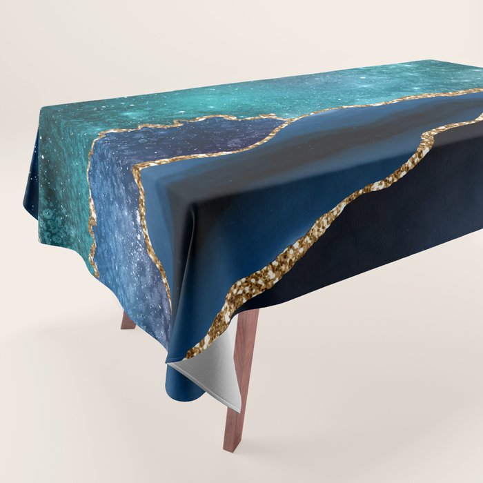 Blue Night Galaxy Marble Tablecloth Gallery Image 1