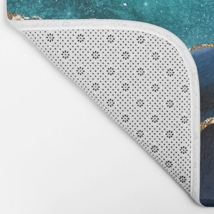 Blue Night Galaxy Marble Bath Mat Gallery Image 2