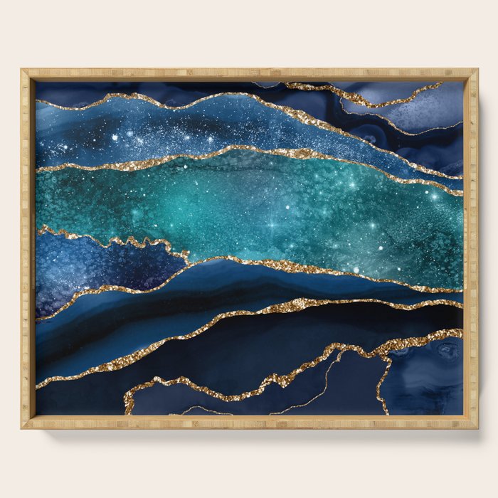 Blue Night Galaxy Marble Serving Tray Gallery Image 1