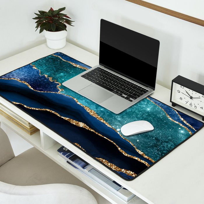 Blue Night Galaxy Marble Desk Mat Gallery Image 2