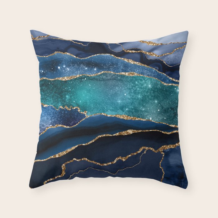 Blue Night Galaxy Marble Throw Pillow Gallery Image 6
