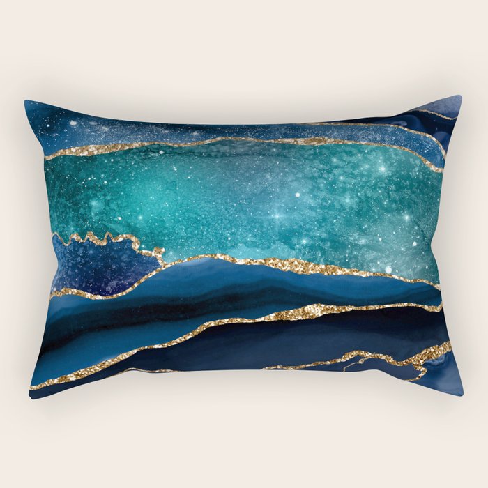 Blue Night Galaxy Marble Rectangular Pillow Gallery Image 1