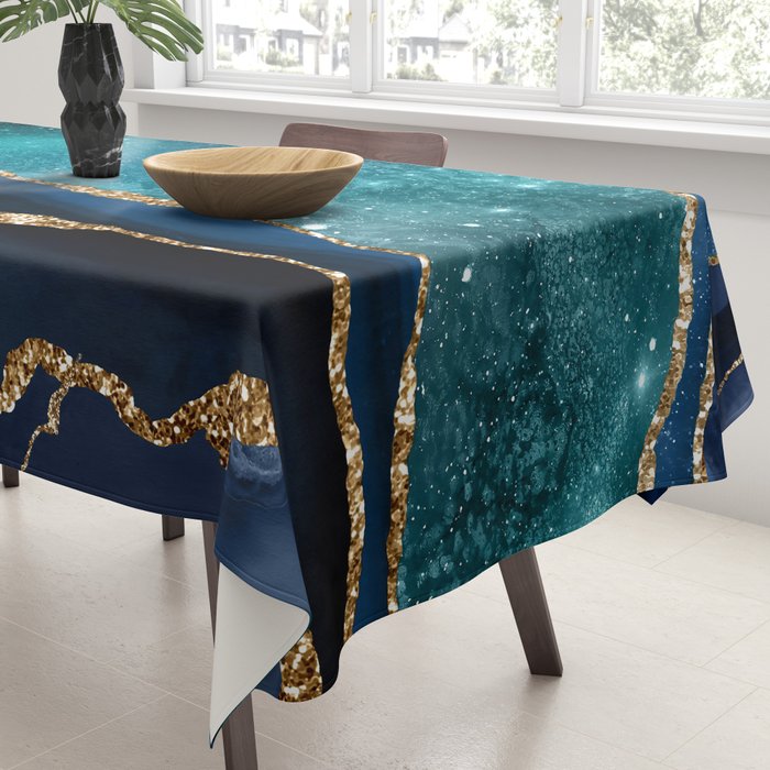 Blue Night Galaxy Marble Tablecloth Gallery Image 3