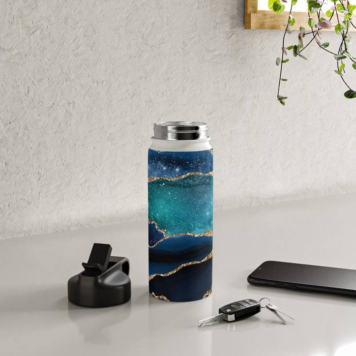 Blue Night Galaxy Marble Water Bottle Gallery Image 4