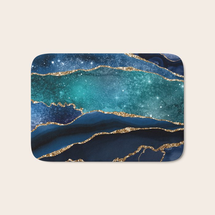 Blue Night Galaxy Marble Bath Mat Gallery Image 1