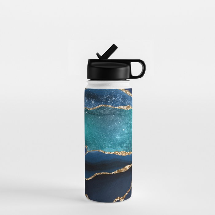 Blue Night Galaxy Marble Water Bottle Gallery Image 1