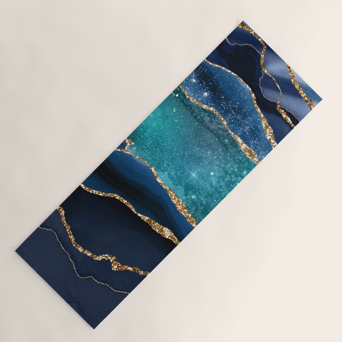 Blue Night Galaxy Marble Yoga Mat Gallery Image 1