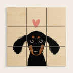 Dachshund Love | Cute Longhaired Black and Tan Wiener Dog Wood Wall Art Gallery Image 1